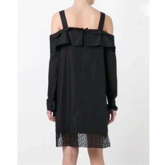 Proenza Schouler Black Cotton Cold
Shoulder Long Sleeve Eyelet Hem Dress 2 - Picture 3 of 7